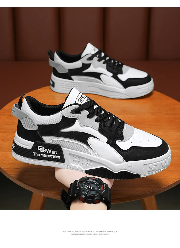 White Men’s Sneakers – Comfortable Streetwear Platform Shoes