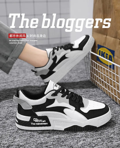 White Men’s Sneakers – Comfortable Streetwear Platform Shoes