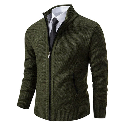 Men’s Autumn & Winter Casual Zipper Cardigan – Fleece-Lined Sports Coat, FREE SHIPPING WORLDWIDE
