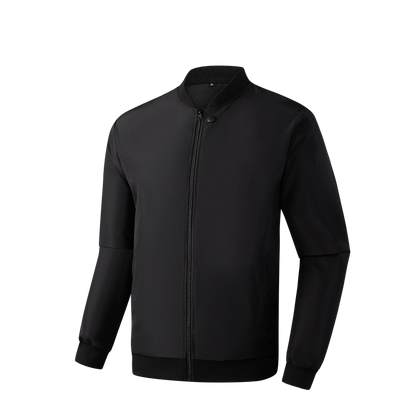 Men’s Baseball Collar Jacket – Loose Fit, Solid Color, Spring/Autumn
