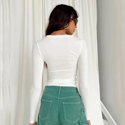 Women’s solid long sleeve tee – comfy, casual, and stylish for spring & autumn. Perfect streetwear top for everyday looks. FREE SHIPPING WORLDWIDE