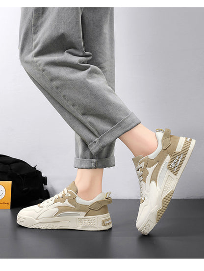 White Men’s Sneakers – Comfortable Streetwear Platform Shoes