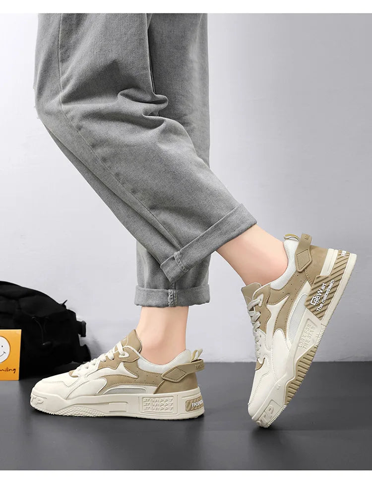 White Men’s Sneakers – Comfortable Streetwear Platform Shoes