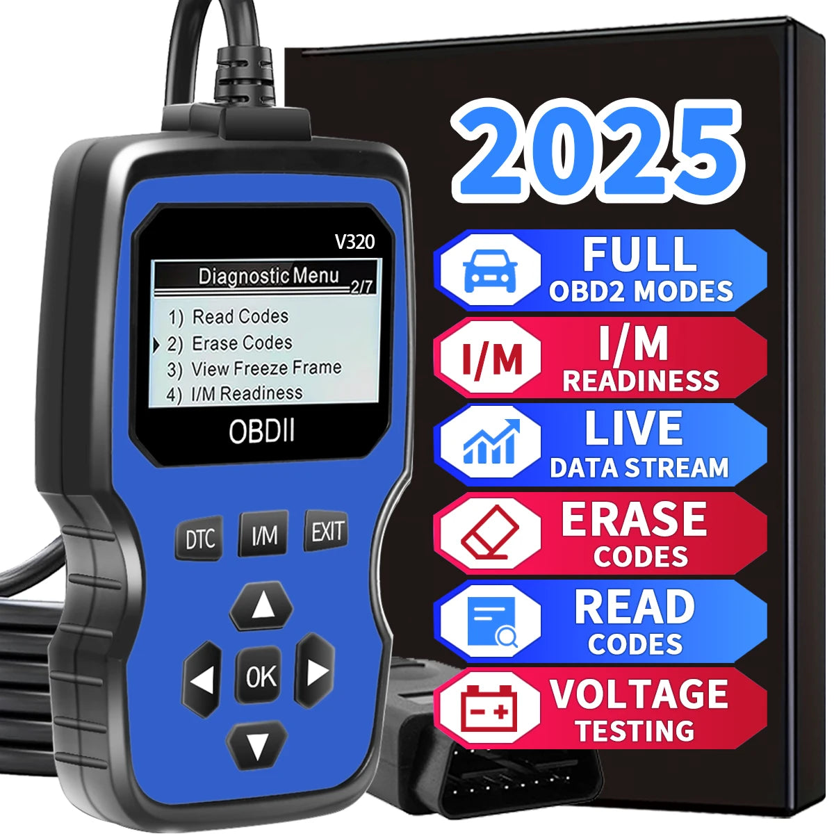 OBD2 Diagnostic Scanner – Engine Code Reader for All Cars Since 1996 | Real-Time Data, Battery Test & Code Erase        (🚚 Free Shipping Worldwide)
