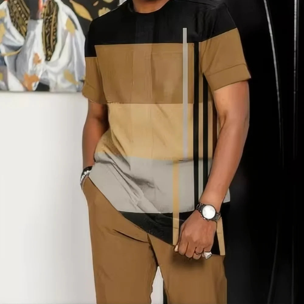 “Men’s Trendy Summer Set – Geometric Print