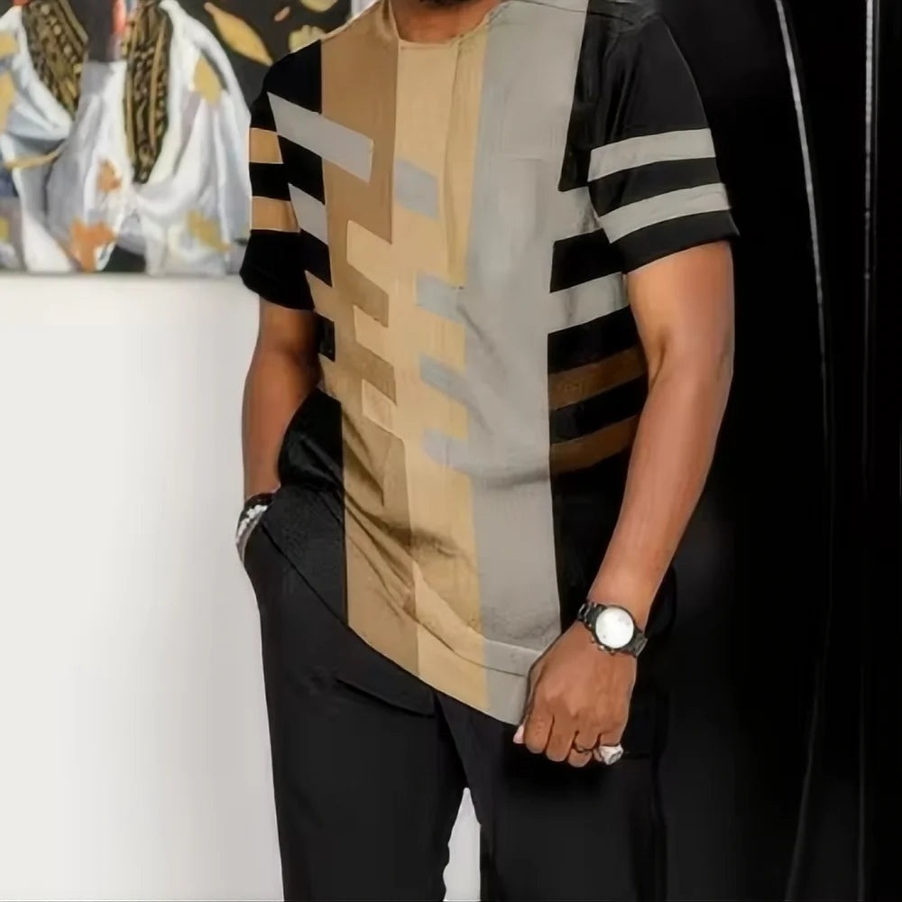 “Men’s Trendy Summer Set – Geometric Print