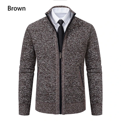 Men’s Autumn & Winter Casual Zipper Cardigan – Fleece-Lined Sports Coat, FREE SHIPPING WORLDWIDE