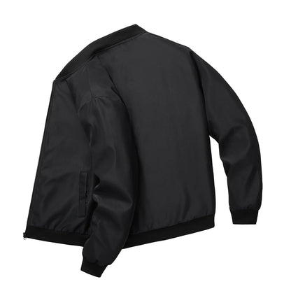 Men’s Baseball Collar Jacket – Loose Fit, Solid Color, Spring/Autumn