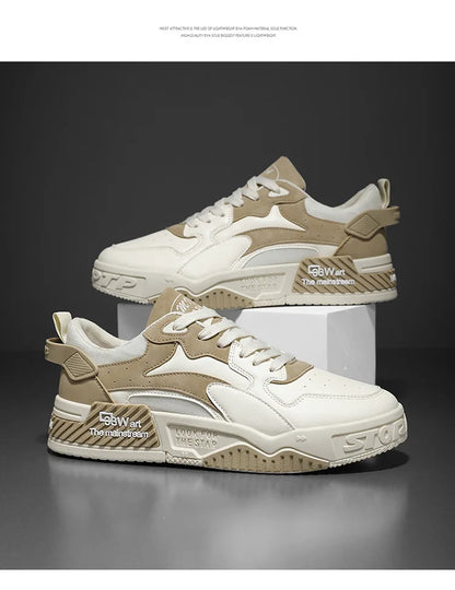 White Men’s Sneakers – Comfortable Streetwear Platform Shoes