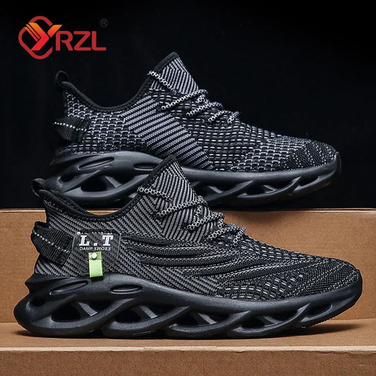 YRZL Men Sports Running Black Jogging Shoes Casual Sneakers Outdoor Breathable Mesh Women Light Shock-absorption Black Tennis     (🚚 Free Shipping Worldwide)