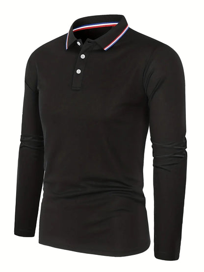 Fashionable Men’s Long Sleeve Polo