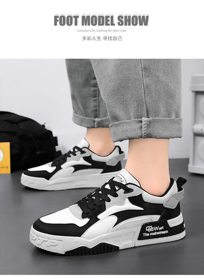 White Men’s Sneakers – Comfortable Streetwear Platform Shoes