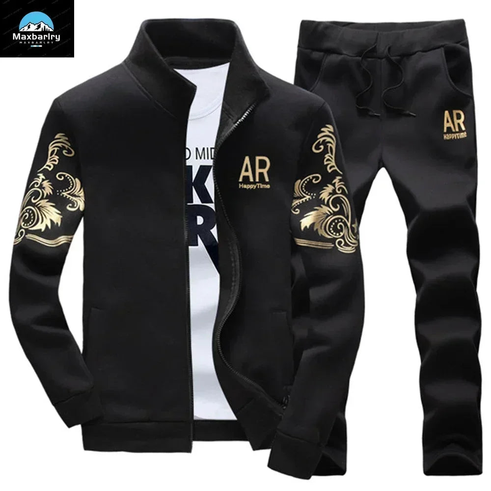 Men’s Winter Sports Suit – Fleece Jacket & Drawstring Pants Set