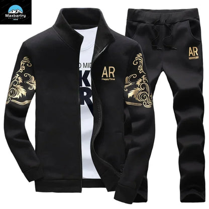 Men’s Winter Sports Suit – Fleece Jacket & Drawstring Pants Set