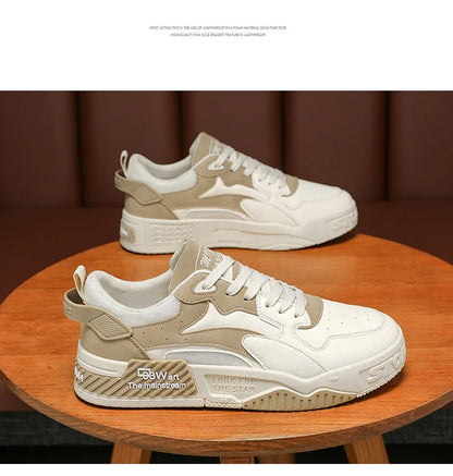 White Men’s Sneakers – Comfortable Streetwear Platform Shoes