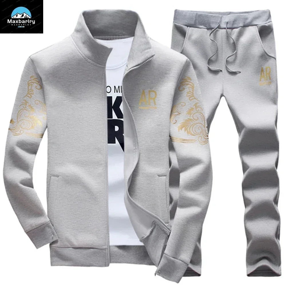 Men’s Winter Sports Suit – Fleece Jacket & Drawstring Pants Set