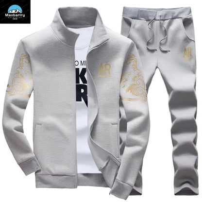 Men’s Winter Sports Suit – Fleece Jacket & Drawstring Pants Set