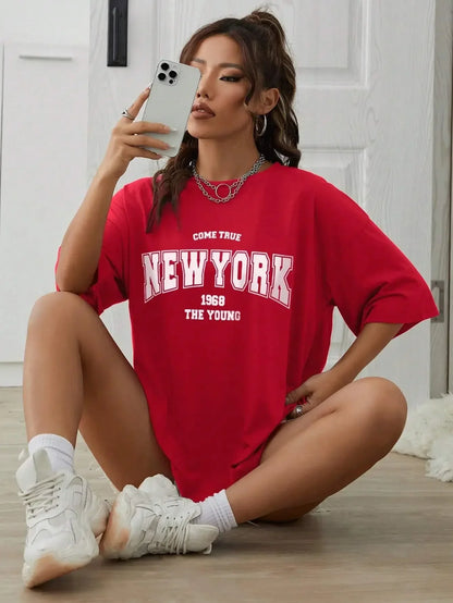 1968 New York Oversized Women’s T-Shirt – Casual Street Style    FREE SHIPPING WORLDWIDE