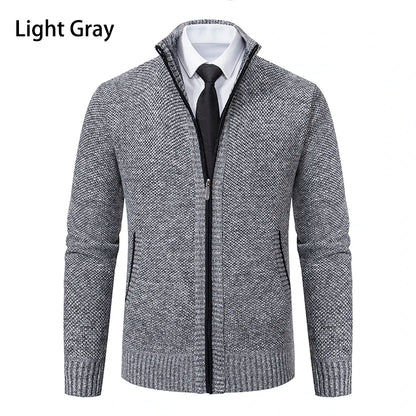 Men’s Autumn & Winter Casual Zipper Cardigan – Fleece-Lined Sports Coat, FREE SHIPPING WORLDWIDE