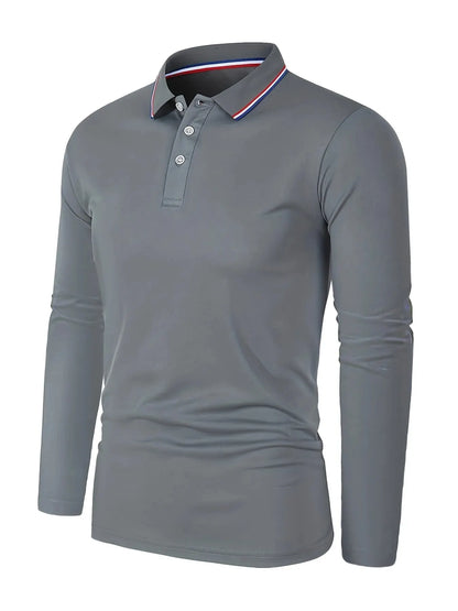Fashionable Men’s Long Sleeve Polo