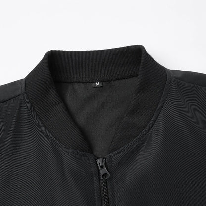 Men’s Baseball Collar Jacket – Loose Fit, Solid Color, Spring/Autumn