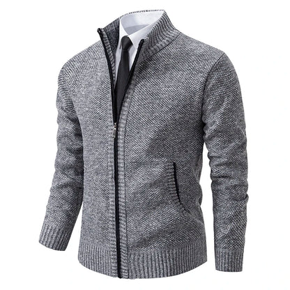 Men’s Autumn & Winter Casual Zipper Cardigan – Fleece-Lined Sports Coat, FREE SHIPPING WORLDWIDE