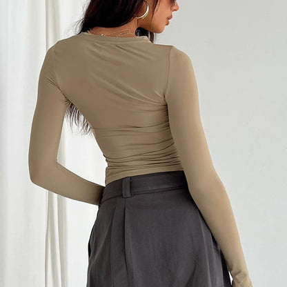 Women’s solid long sleeve tee – comfy, casual, and stylish for spring & autumn. Perfect streetwear top for everyday looks. FREE SHIPPING WORLDWIDE