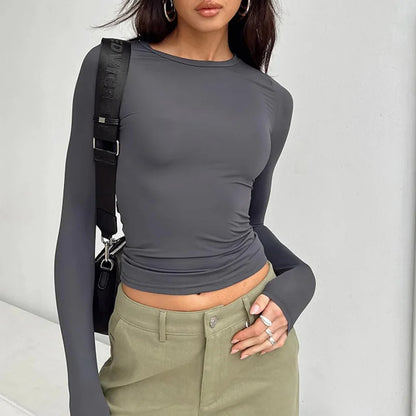 Women’s solid long sleeve tee – comfy, casual, and stylish for spring & autumn. Perfect streetwear top for everyday looks. FREE SHIPPING WORLDWIDE
