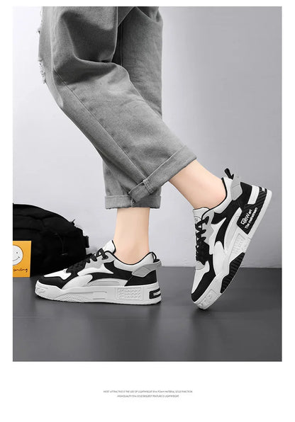 White Men’s Sneakers – Comfortable Streetwear Platform Shoes