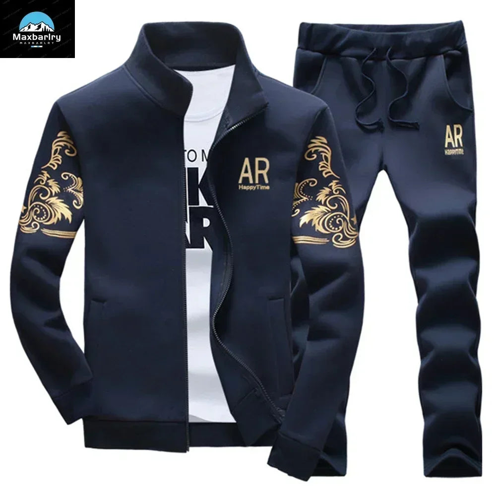 Men’s Winter Sports Suit – Fleece Jacket & Drawstring Pants Set