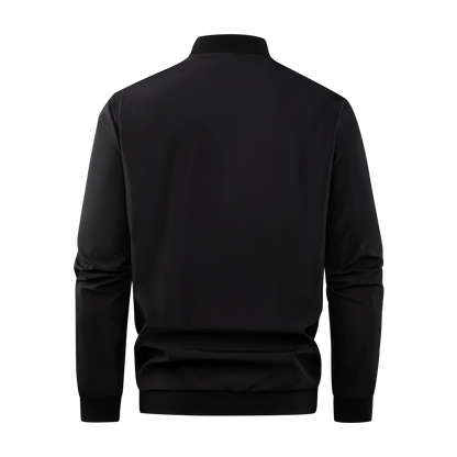 Men’s Baseball Collar Jacket – Loose Fit, Solid Color, Spring/Autumn