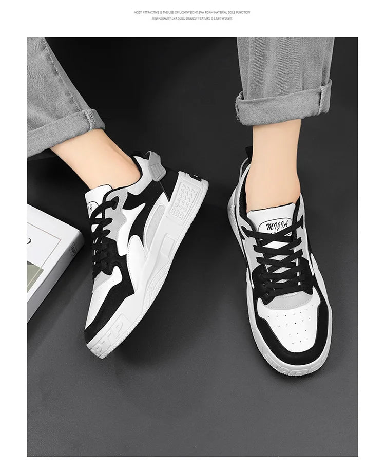 White Men’s Sneakers – Comfortable Streetwear Platform Shoes