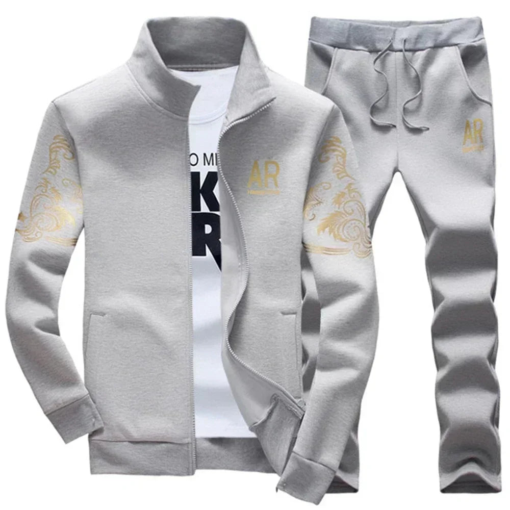 Men’s Winter Sports Suit – Fleece Jacket & Drawstring Pants Set