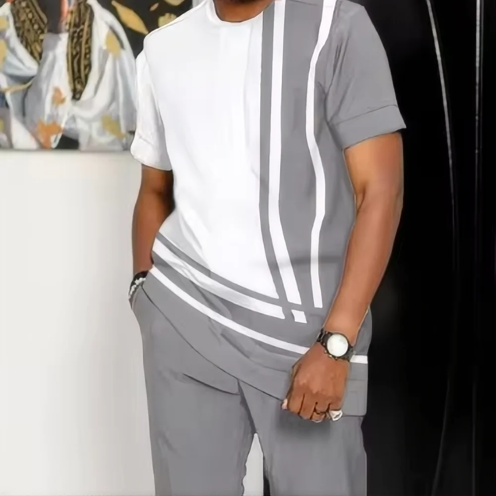 “Men’s Trendy Summer Set – Geometric Print