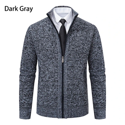 Men’s Autumn & Winter Casual Zipper Cardigan – Fleece-Lined Sports Coat, FREE SHIPPING WORLDWIDE