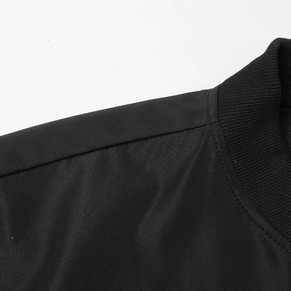 Men’s Baseball Collar Jacket – Loose Fit, Solid Color, Spring/Autumn
