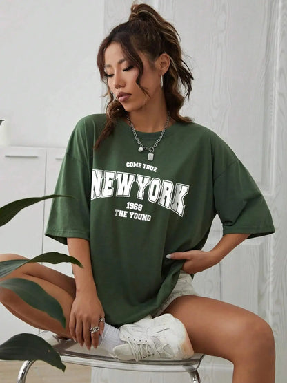 1968 New York Oversized Women’s T-Shirt – Casual Street Style    FREE SHIPPING WORLDWIDE