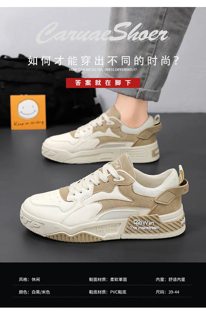 White Men’s Sneakers – Comfortable Streetwear Platform Shoes