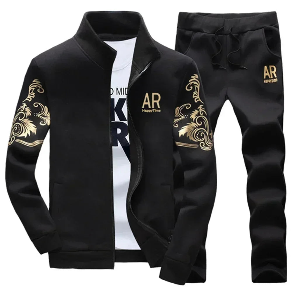 Men’s Winter Sports Suit – Fleece Jacket & Drawstring Pants Set