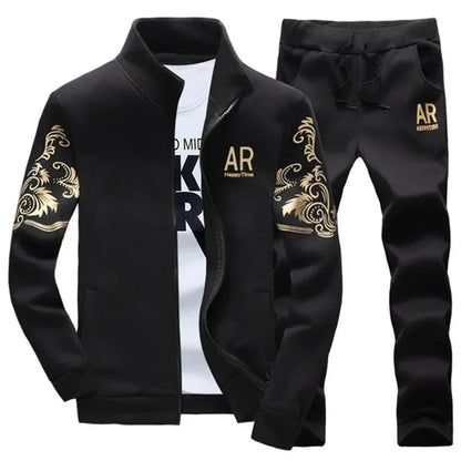Men’s Winter Sports Suit – Fleece Jacket & Drawstring Pants Set