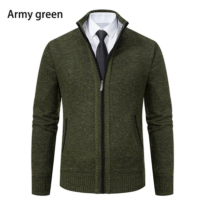 Men’s Autumn & Winter Casual Zipper Cardigan – Fleece-Lined Sports Coat, FREE SHIPPING WORLDWIDE