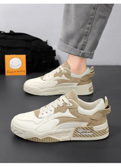 White Men’s Sneakers – Comfortable Streetwear Platform Shoes