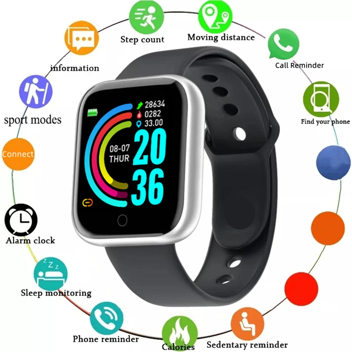 Smartwatch for Men & Women – Fitness Tracker, Message Alerts, Heart Rate Monitor, Compatible with Android & iOS        (🚚 Free Shipping Worldwide)
