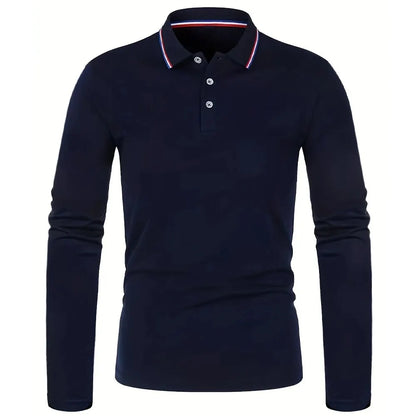 Fashionable Men’s Long Sleeve Polo